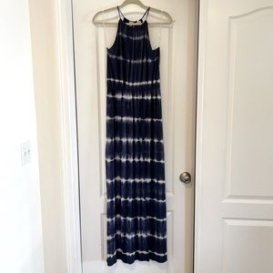 Navy Blue Tie-Dye Maxi Dress